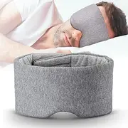 100% Handmade Cotton Sleep Mask Blackout for Side Sleeper, Eye Mask Sleeping for Women Men, Soft Pressureless Cooling Blackout Eye Covers for Sleeping, Sleep Mask fits All Heads Adjustable, Grey
