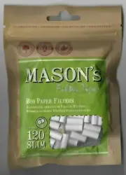 MASON'S BIO PAPER SLIM CIGARETTE FILTERS - 6.0 MM - BIODEGRADABLE - BAG OF 120