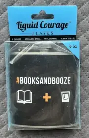Books and Booze - Liquid Courage Flasks- 6 oz. Stainless Steel