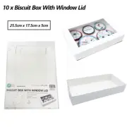 10x Catering Grazing Boxes Cake Biscuit Box Tray Window Lid Cupcake Takeaway Box