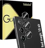 Yskbilm (2 Pack) Camera Lens Protector for ZTE Nubia Red Magic 10 Air, Alloy Metal Ring Glass Cover CD Pattern Case Friendly Original Color - Black