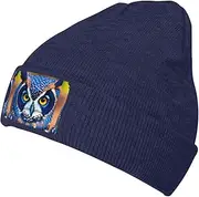 [JBYJBX] Blue Owl 1 Print Winter Beanie Hats Skull Cap Lightweight Knit Soft Sleep Multifunctional Headwear