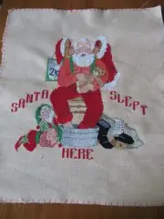 Handmade Santa Slept Here, Elves, Cross Stitch, Christmas, Not Framed