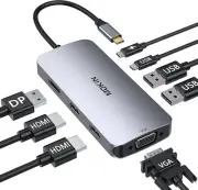 USB C Docking Station Dual Monitor, MOKiN Laptop Docking Station with 2 HDMI,