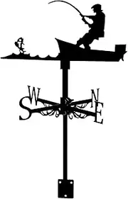 Wind vanes, Outdoor Garden Man Fishing Metal Weather Vane Vintage Black Weathervane Hollow Wind Direction Indicator for Roof Paddock Decoration Weatherproof