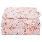 Pink Paisley Floral Sheet Set King Size, 4 Piece Soft Printed Microfiber Shee...