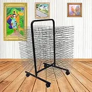 50 Removable Shelves Art Drying Rack, Painting Drying Rack with 4 Wheels, Canvas Art Storage Rack for Classroom, Art Studio, Art Club