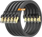 Cat8 1.5FT-5Pack Ethernet Cable,Black-40Gbps Internet Network Patch Cord,High Speed Gold-Plated RJ45 Double Shielded with Ground Wire & Cable-Tie for Modem,Hub,Server,NAS
