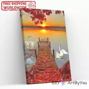 Paint By Numbers Kit Swan Lake Abstract Home Wall Beginner Adult DIY Brush Decor