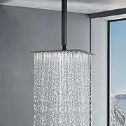ACA International WELS 12'' Square Rain Ultrathin Shower Head 400mm Ceiling Arm Set Swivel Shower Head 304 Stainless Steel(Black)