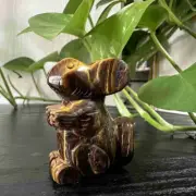 1pc Natural tiger's-eye Quartz Mineral Specimen Hand carved squirrel skull Gift
