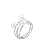Splendid Pearls Silver 4-8mm Freshwater Pearl Ring
