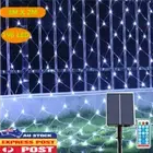 Solar Curtain Fairy Lights LED Net Mesh String Lights Outdoor Garden Party Decor