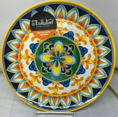 2 Pcs set Melamine Dinner Plates Spanish Mosaic New NWT Il Mulino 10.5 "