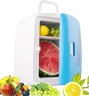 12 L Mini Fridge with Window Small Refrigerator Portable Food Heater & Beer Beverage Drink Cooler AC+DC Power Compatibility for Home Room Car (Color : Blue)