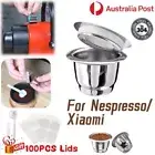 Refillable Coffee Capsules Cup Reusable Cafe Pod 100X Lids For Nespresso Xiaomi