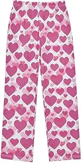 [ZZXXB] Sweet Love Heart Pattern Boys Long Pants Soft Trousers Elastic Waist Kids Lounge Bottoms with Pockets S-XL