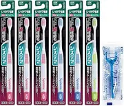Systema Toothbrush, Firm Hair & Waist Type, Ultra Compact, Regular Toothbrush, Periodontal Disease, Set of 6 (*Color Not Selectable) + Floss Included