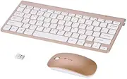 Ultra Thin Wireless Keyboard + Mouse Combo, Slim Waterproof 2.4GHz Wireless Keyboard and Mouse Kit for Home Computer Desktop Laptop Intelligent Televisions[Gold]
