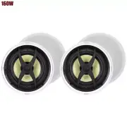 Pair 160W 2-Way 8" In Ceiling Wall Speaker Audio Pivoting Tweeter Home Theater