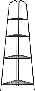 Takasho Plant Stand Modern Corner - 4 Shelf Tall, Black/Grey