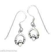 .925 Sterling silver Irish Claddagh Dangle Earrings, Celtic Jewelry