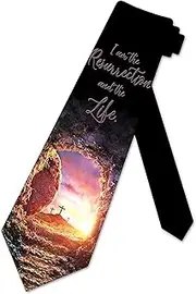 [Three Rooker] Religious Easter Ties Mens Cross Necktie Jesus Resurrection Tie by