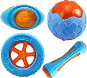 Water Dog Set - Beach Chew, Squeaky Swimming Accessories | Safe Floating Items for Large Puppies Pool Play, TPR Outdoor Squeaker Pack for Pet Exercise, Interactive Fun for Lake Adventures