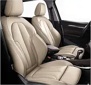 Car Seat Covers Compatible for Audi A4 B8 A3 8p A5 Sportback A7 Tt Mk2 Q7 4l Q3 Q2 A6 C5 Custom Leather Auto Accessories(1Pcs-Beige)