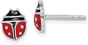 [JewelryWeb] 925 Sterling Silver Rhodium Plated Teen Enameled Ladybug Post Earrings 7.15mm long