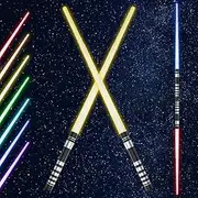 2Pcs Light Sword Light Up Sword - Reusable Retractable 7 Colors Changeable LED Light Sword with Realistic Sound Effect Light Sword with Handle for Kids Adult Christmas Cosplay