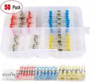 50Pcs Non-Crimp Connectors Heat Shrink Solder Sleeves Wire Butt Splice Terminals
