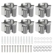 6Pcs Wall Mounted Stainless Steel Broom and Mop Holder Hanger Heavy, Grey