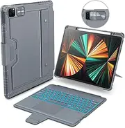 Nillkin iPad Air 13 Inch Case Keyboard (M3/M2, 2025/2024),Magnetic Stand,Slide Camera Cover,Portrait/Landscape Mode, iPad Pro 12.9 inch (3/4/5/6th Gen) Removable Case with Multi-Touch Trackpad,Gray