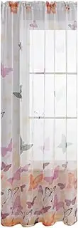 DECHOUS Butterflies Pattern Sheer Curtain Elegant Semi-Sheer Drapes for Bedroom Living Room Relaxing Natural Light Filter Stylish Rod Pocket Window Treatment