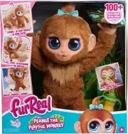 FurReal Peanut The Playful Monkey Interactive Toy, 15-inch Realistic Plush,