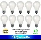 10 x 42W Pearl GLS Halogen Light Globes Bulbs Lamps Edison Screw E27 42W=60W