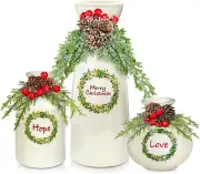 Christmas Vase-Set of 3-Indoor Home Decor-Christmas Decorations-Flocked White