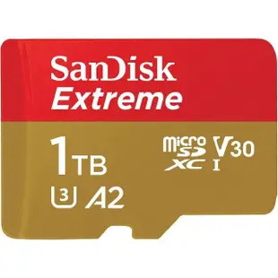 【SanDisk 晟碟】1TB microSDXC 190MB/s Extreme 4K U3 A2 記憶卡