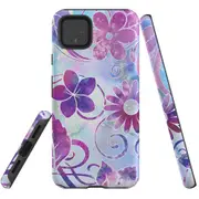 For Google Pixel 4 XL Case Tough Protective Cover Flower Swirls