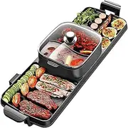 BBQ Grill and Hot Pot,Multi-Function Barbecue Hot Pot Double Pot Electric Grill Home Electric Baking Tray Korean Style Dual Control