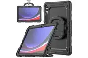 Samsung Galaxy Tab S9 Plus/S9 FE+ 12.4 inch 2023 Case with Screen Protector & 360 Degree Handle Ring Folding Stand-Black&Black