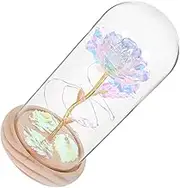 ABOOFAN 1pc Preserved Flower Glass Cover Rose Garland Gold Petals Lamp Flowers Bouquet Pink Light Unique Artificial Tree Decorative Decorations Present Flower Artificial White Wooden
