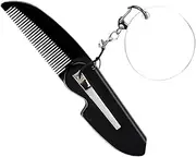 Portable Foldable Comb with Keychain and Oval Mirror for Men Lightweight Fine Tooth Beard Comb Travel Friendly Design for Grooming the Go Compact and Convenient