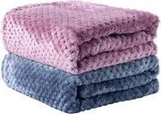 SLSON 2 Blankets Dog Blankets Cat Blankets, Soft Double-Sided Pet Blankets for Sofas, Chairs, Cars, Travel and Pets Keep Warm, Machine Washable, 70 x 100 cm (Purple and Black Blue)