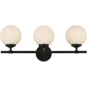 Living District LD7301W24BLK Ansley 3 Light 24 inch Black Bath Sconce Wall Light