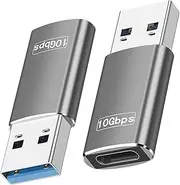 tunghey 2Pack 10Gbps USB C Female to USB Male Adapter, Double-Sided USB A to USB C Adapter with High-Speed Data Transfer & Stable Charging for Laptop, Charger, Power Bank, Quest Link (Gray)