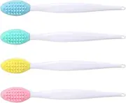 JYvivid 4 Pcs Double-Sided Pore Cleaning Brush, Lip Scrubber, Silicone Lip Brush Exfoliator, Lip Scrubber Exfoliator for Dark Lips, Face (4 Colors)