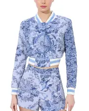 Alice and Olivia Barton Cropped Varsity Jacket