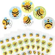 600 Pieces Bee Stickers Cute Yellow Bumble Honey Bee Stickers Round Bee Label Decals for Kids Birthday Baby Shower Teacher Reward Bee Theme Party Classroom Decoration, 1.2 Inch
